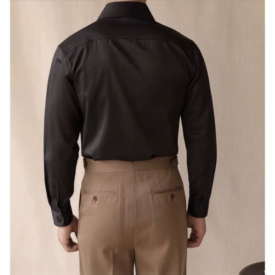Men's black shirt and white high-waist trousers set