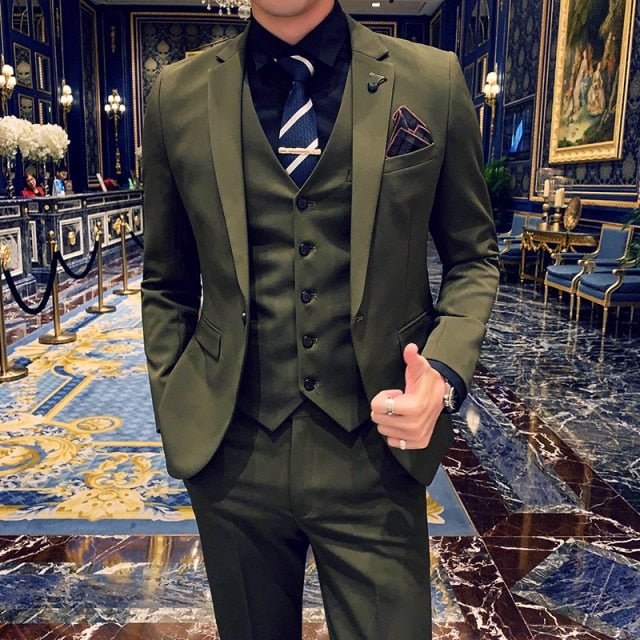Men's British-Style Three-Piece Business Suit