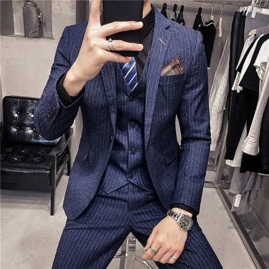 Men's British-Style Three-Piece Business Suit
