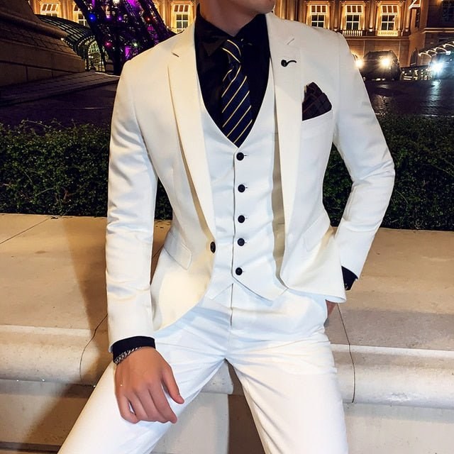 Men's British-Style Three-Piece Business Suit
