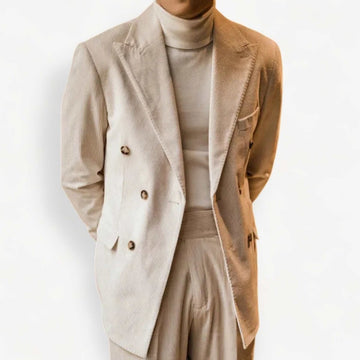 Men's corduroy double-breasted wedding suit