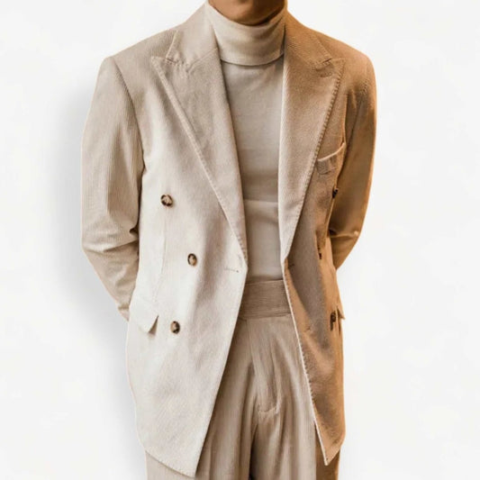 Men's corduroy double-breasted wedding suit