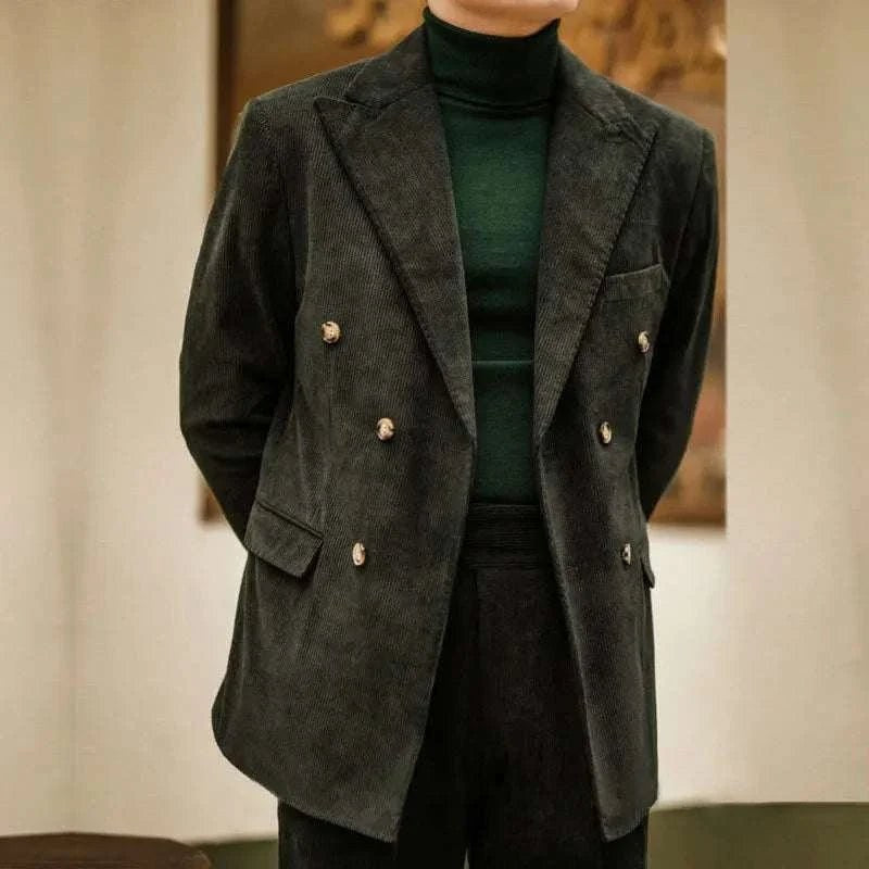 Men's corduroy double-breasted wedding suit