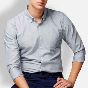 Men's Cotton-Blend Slim-Fit Business Shirt