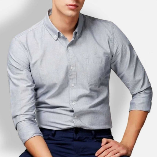 Men's Cotton-Blend Slim-Fit Business Shirt