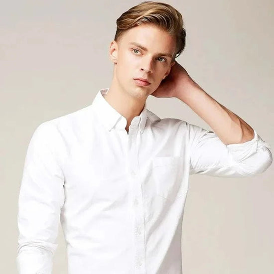 Men's Cotton-Blend Slim-Fit Business Shirt