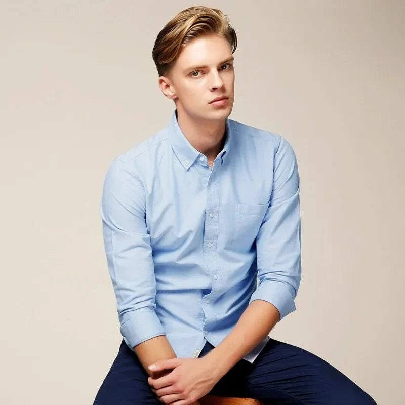 Men's Cotton-Blend Slim-Fit Business Shirt