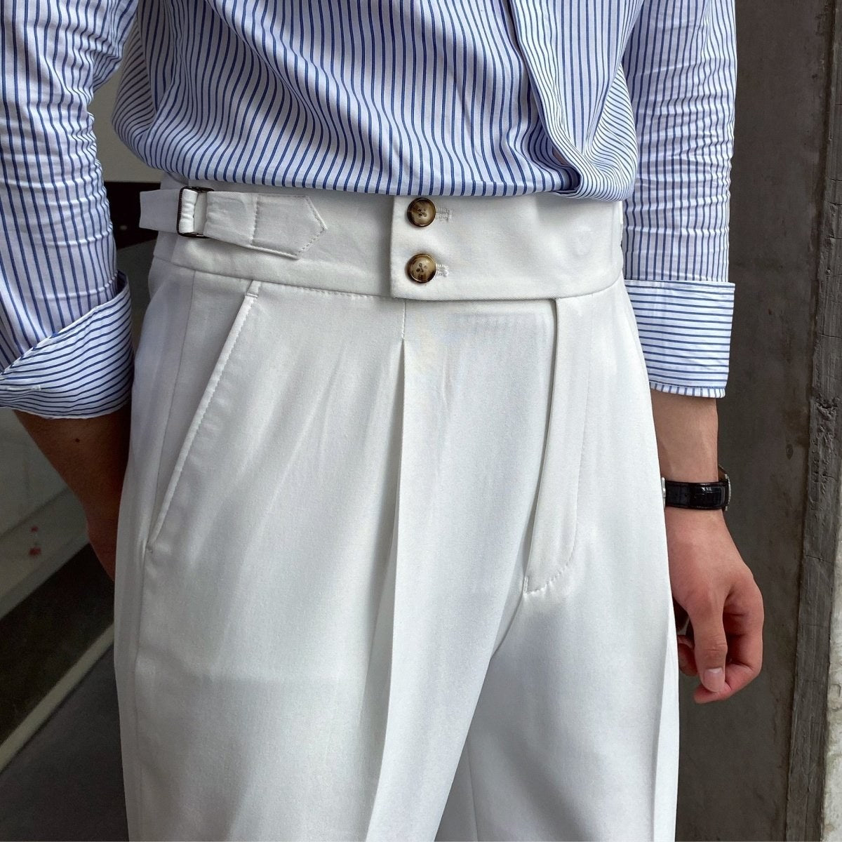 Men's cotton high-waist trousers