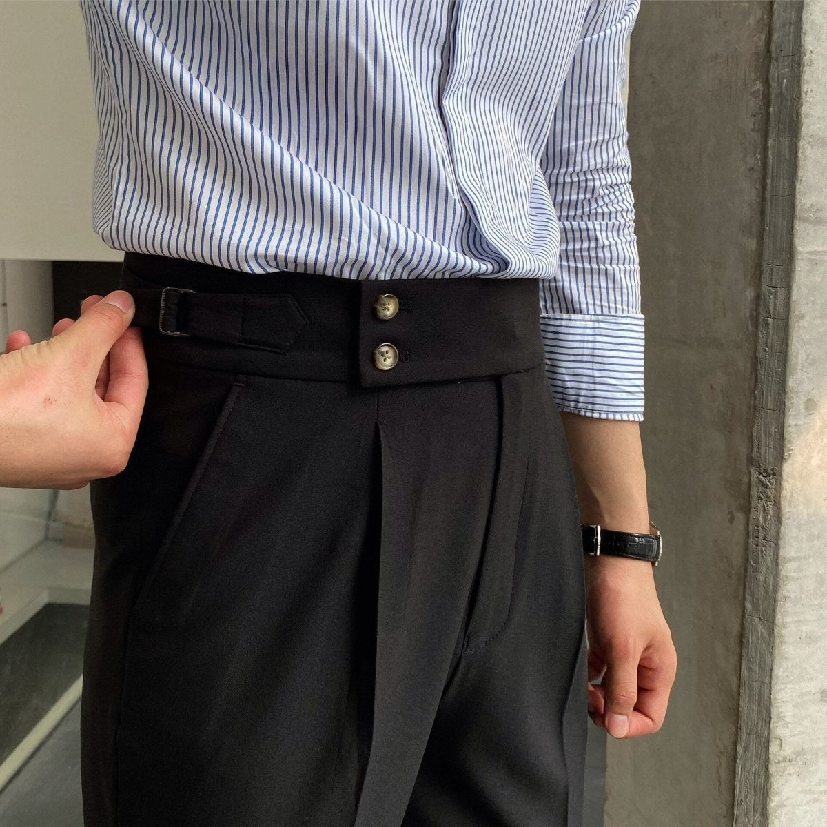 Men's cotton high-waist trousers