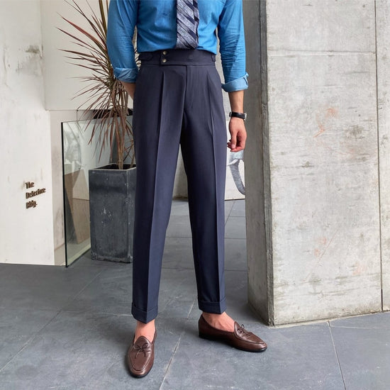 Men's cotton high-waist trousers