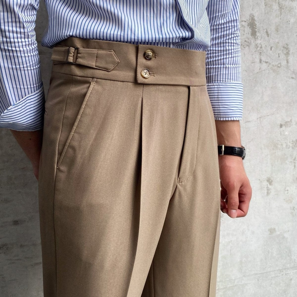 Men's cotton high-waist trousers