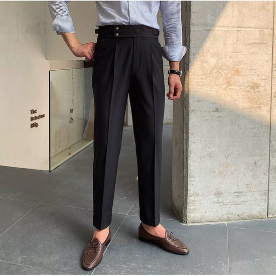 Men's cotton high-waist trousers