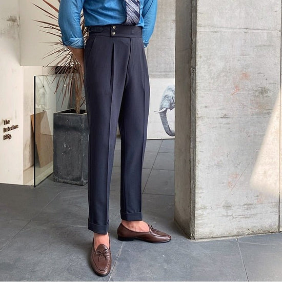 Men's cotton high-waist trousers