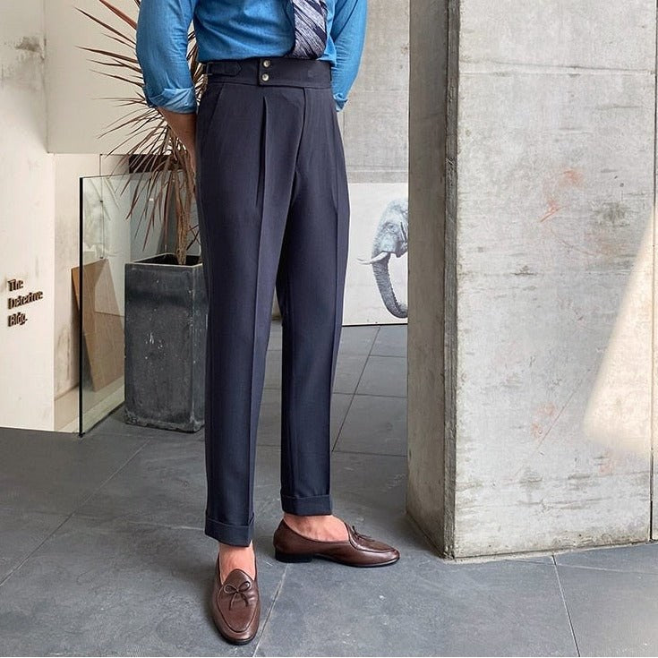 Men's cotton high-waist trousers