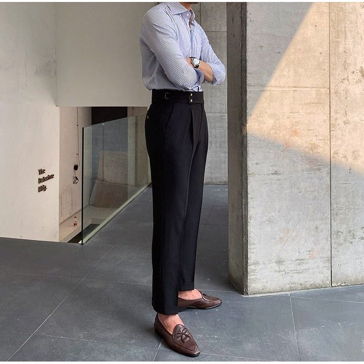 Men's cotton high-waist trousers