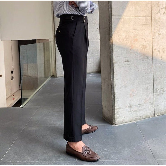 Men's cotton high-waist trousers
