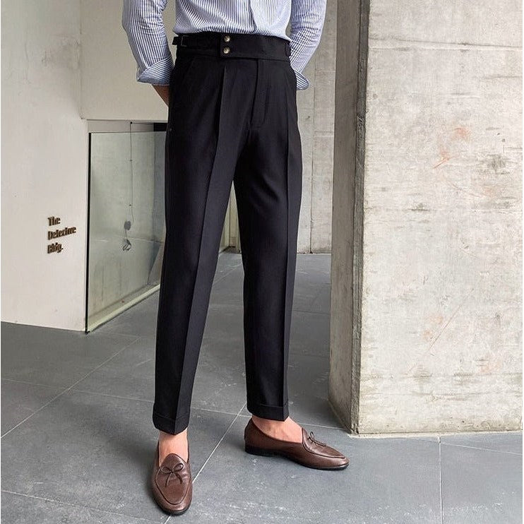 Men's cotton high-waist trousers