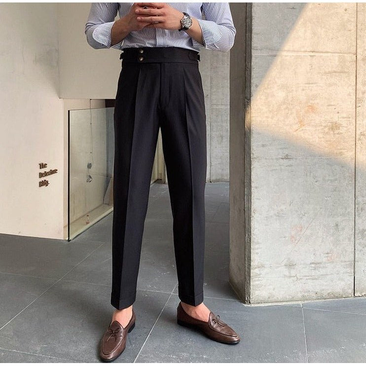 Men's cotton high-waist trousers
