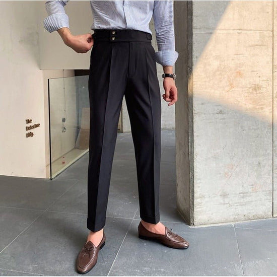 Men's cotton high-waist trousers