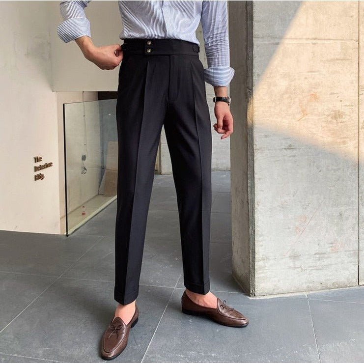 Men's cotton high-waist trousers