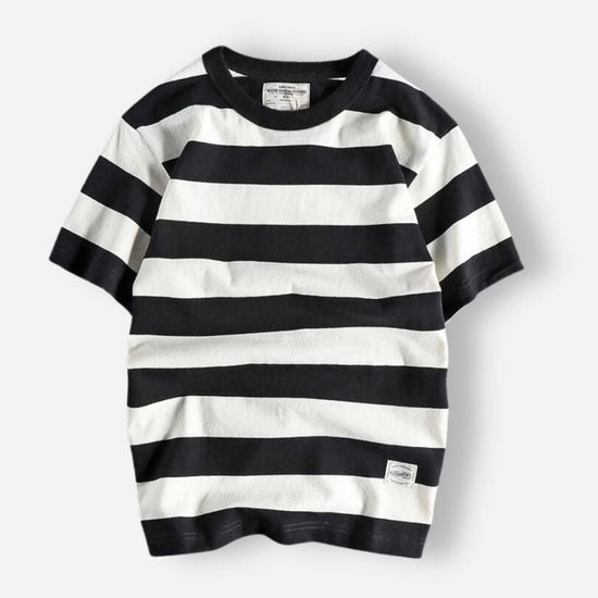 Men's cotton-linen striped t-shirt