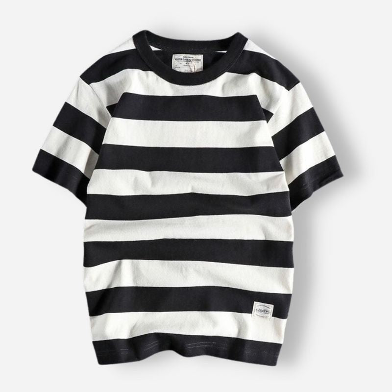 Men's cotton-linen striped t-shirt
