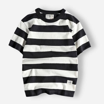 Men's cotton-linen striped t-shirt