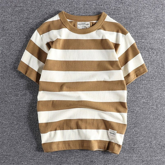 Men's cotton-linen striped t-shirt