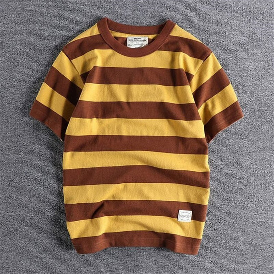 Men's cotton-linen striped t-shirt