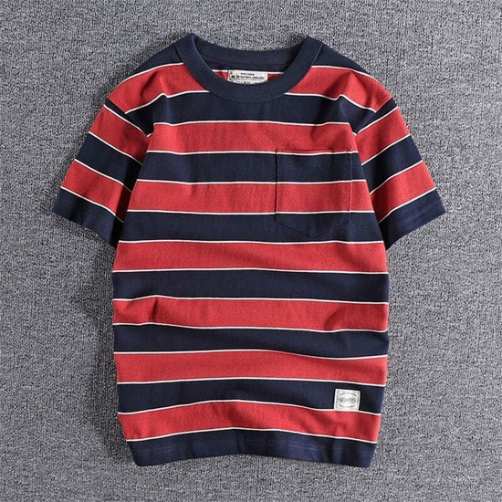 Men's cotton-linen striped t-shirt