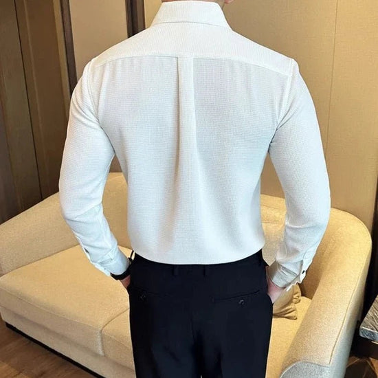 Men's Cotton Long-Sleeve Smart-Casual Shirt