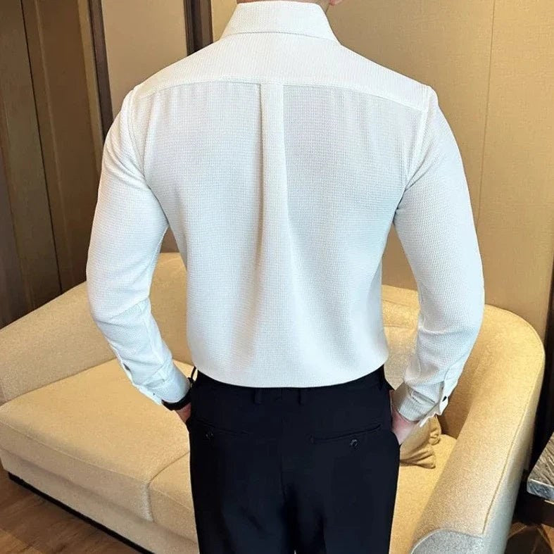 Men's Cotton Long-Sleeve Smart-Casual Shirt