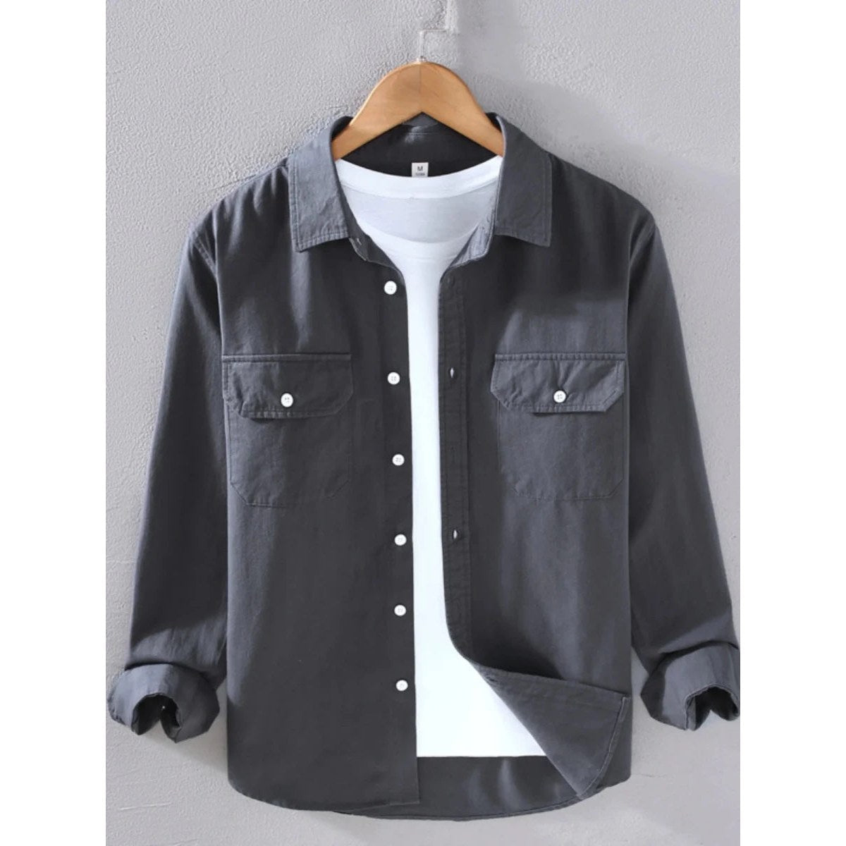 Men's cotton long-sleeve overshirt