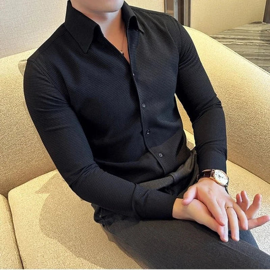 Men's Cotton Long-Sleeve Smart-Casual Shirt