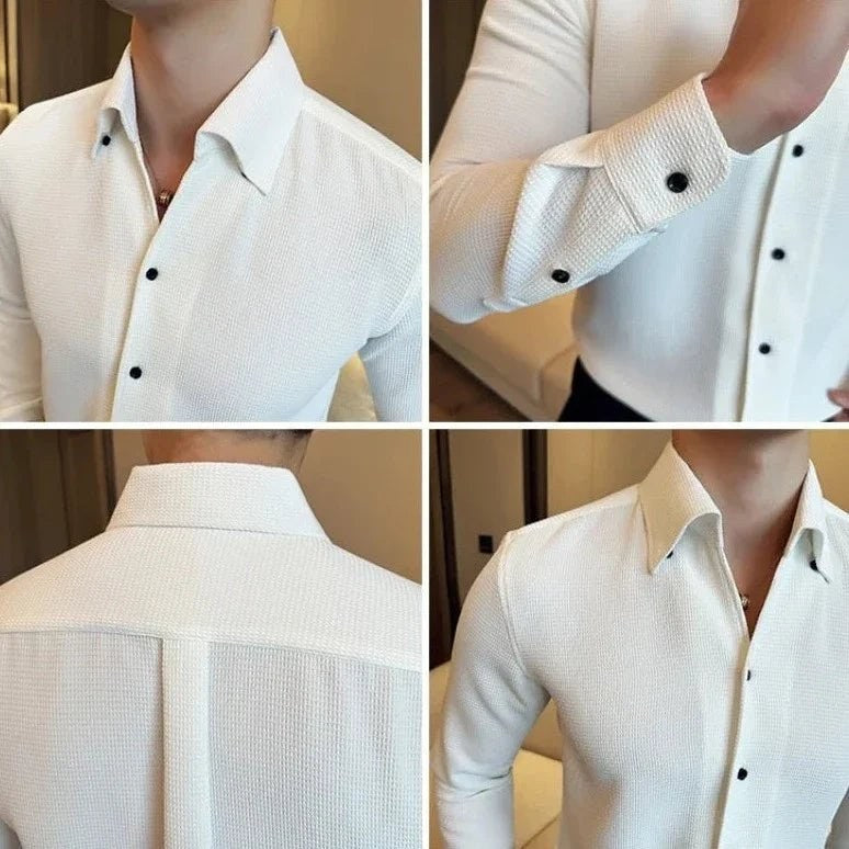 Men's Cotton Long-Sleeve Smart-Casual Shirt