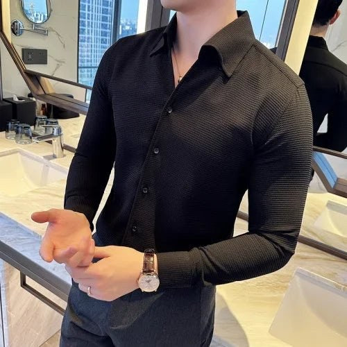 Men's Cotton Long-Sleeve Smart-Casual Shirt