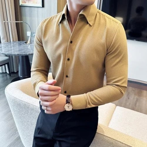 Men's Cotton Long-Sleeve Smart-Casual Shirt
