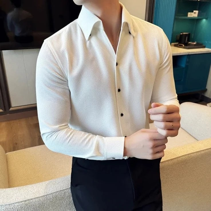 Men's Cotton Long-Sleeve Smart-Casual Shirt