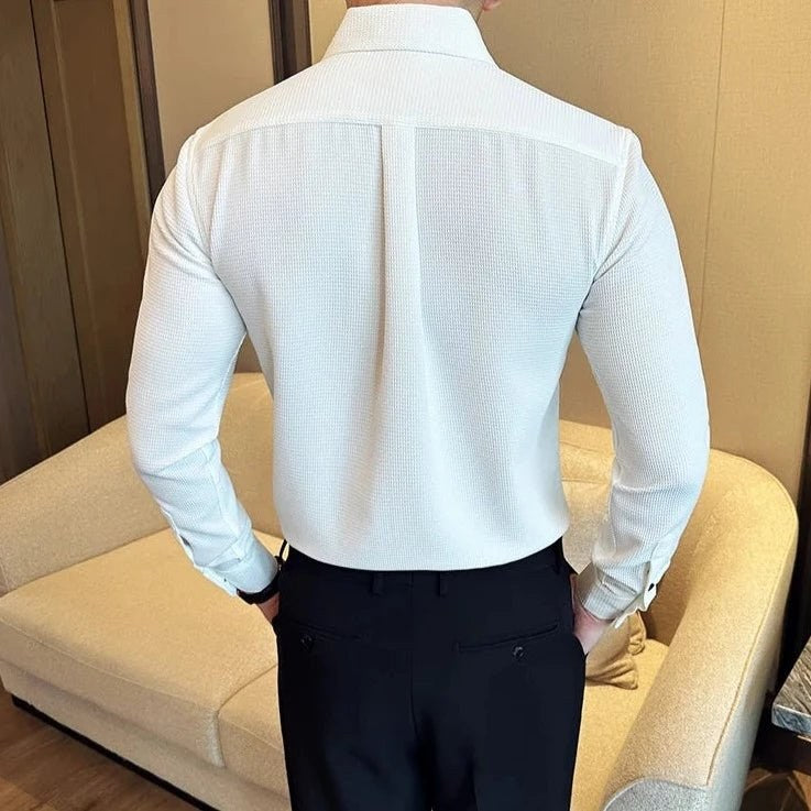 Men's Cotton Long-Sleeve Smart-Casual Shirt