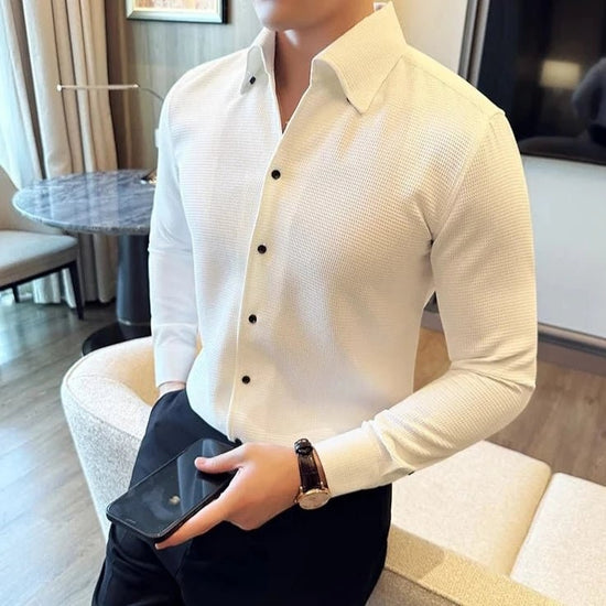 Men's Cotton Long-Sleeve Smart-Casual Shirt