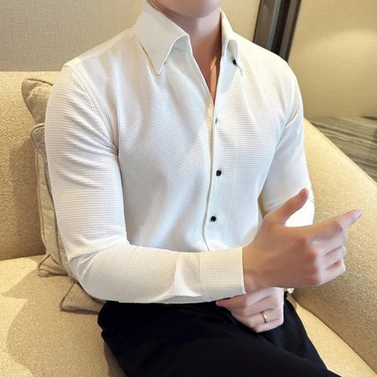 Men's Cotton Long-Sleeve Smart-Casual Shirt
