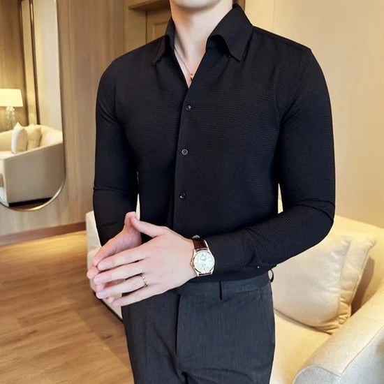 Men's Cotton Long-Sleeve Smart-Casual Shirt