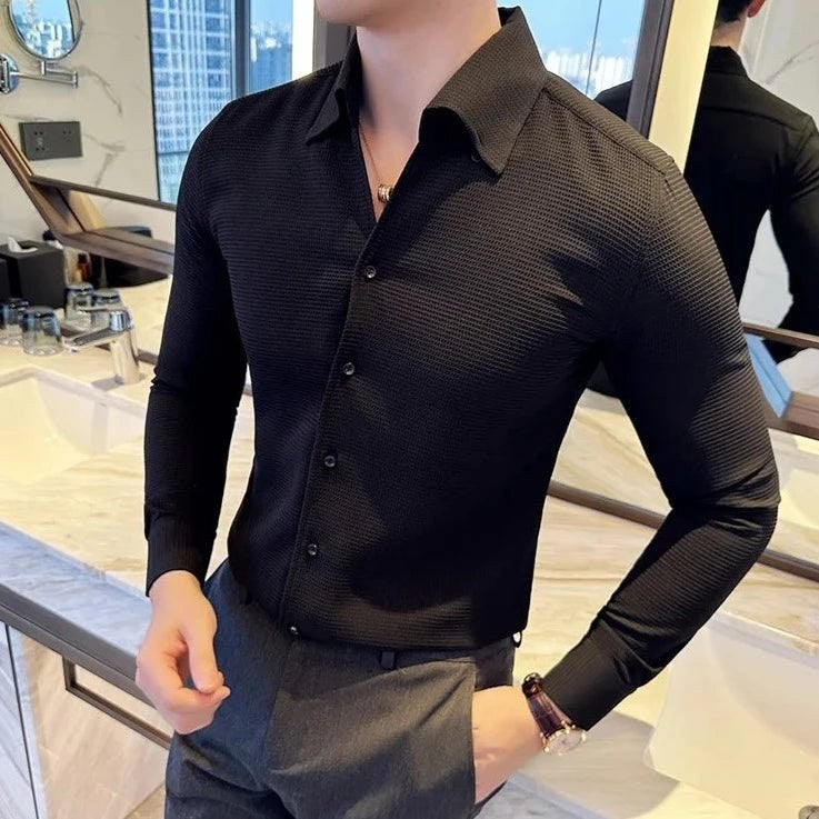 Men's Cotton Long-Sleeve Smart-Casual Shirt
