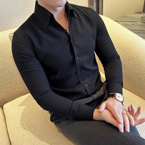 Men's Cotton Long-Sleeve Smart-Casual Shirt