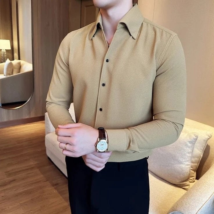 Men's Cotton Long-Sleeve Smart-Casual Shirt