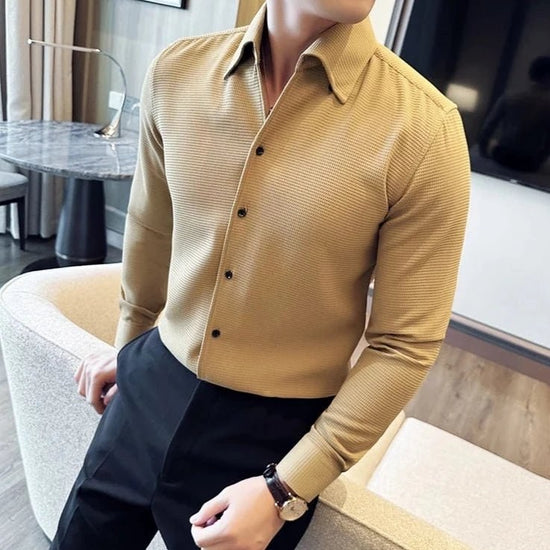 Men's Cotton Long-Sleeve Smart-Casual Shirt