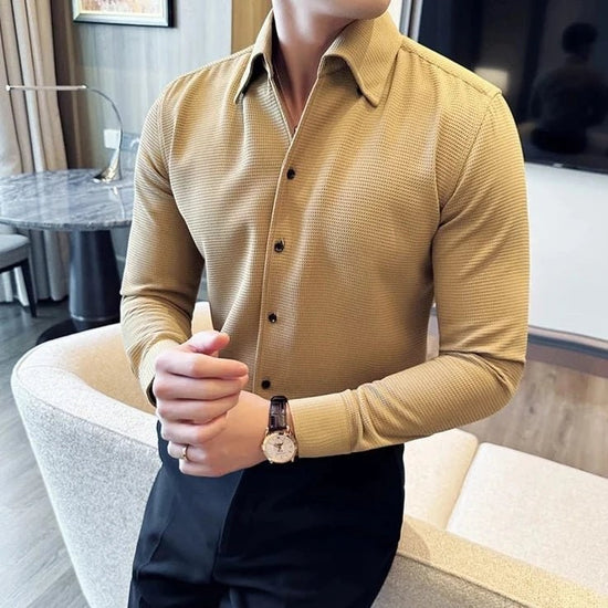 Men's Cotton Long-Sleeve Smart-Casual Shirt