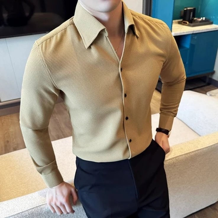 Men's Cotton Long-Sleeve Smart-Casual Shirt
