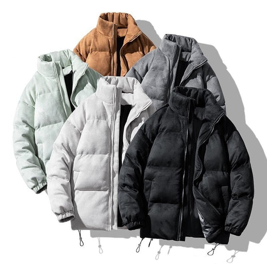Men's faux-suede puffer jacket