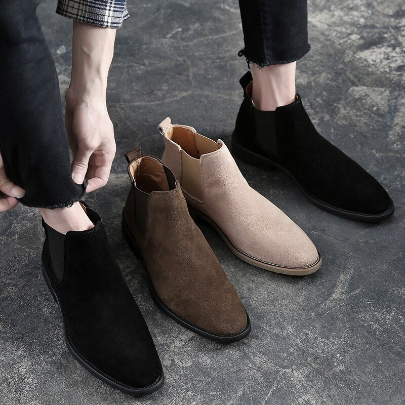 Men's gentleman suede chelsea boots